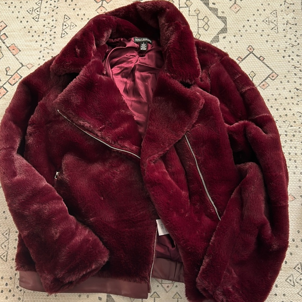 Wine red moto jacket